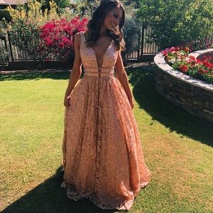 Jovani rose gold prom dress